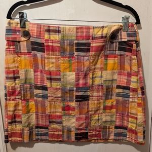 J. Crew Madras plaid mini skirt